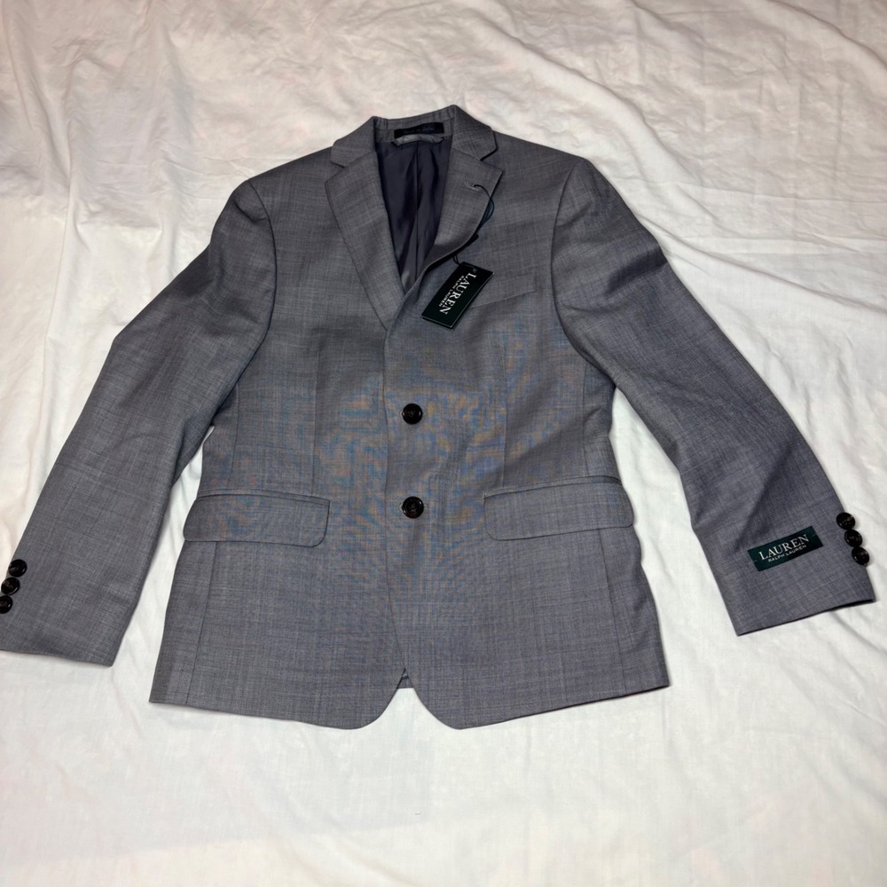 Lauren Ralph Lauren New Light Grey Wool Blayton Blazer Jacket 10R BLAY11CT0005